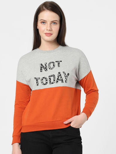 Orange Colourblocked Sweatshirt