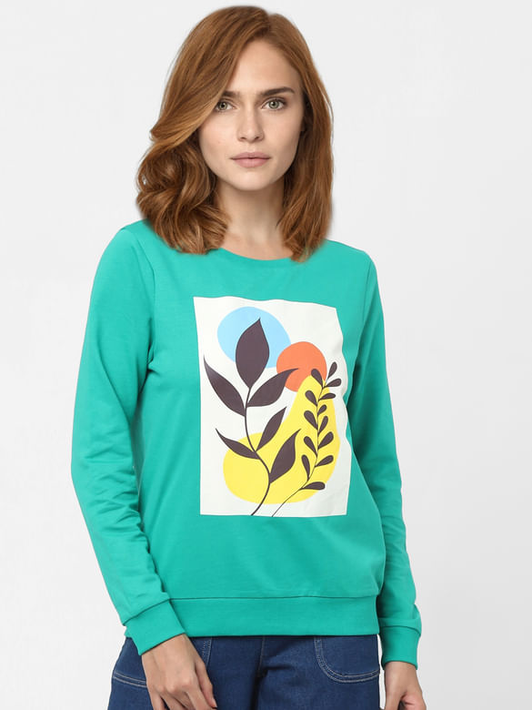 Green Graphic Print Sweatshirt