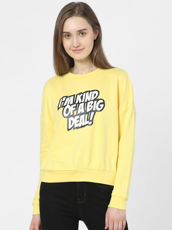 Yellow Typographic Print Sweatshirt