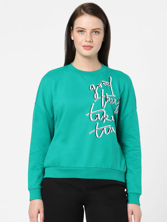 Green Typographic Print Sweatshirt