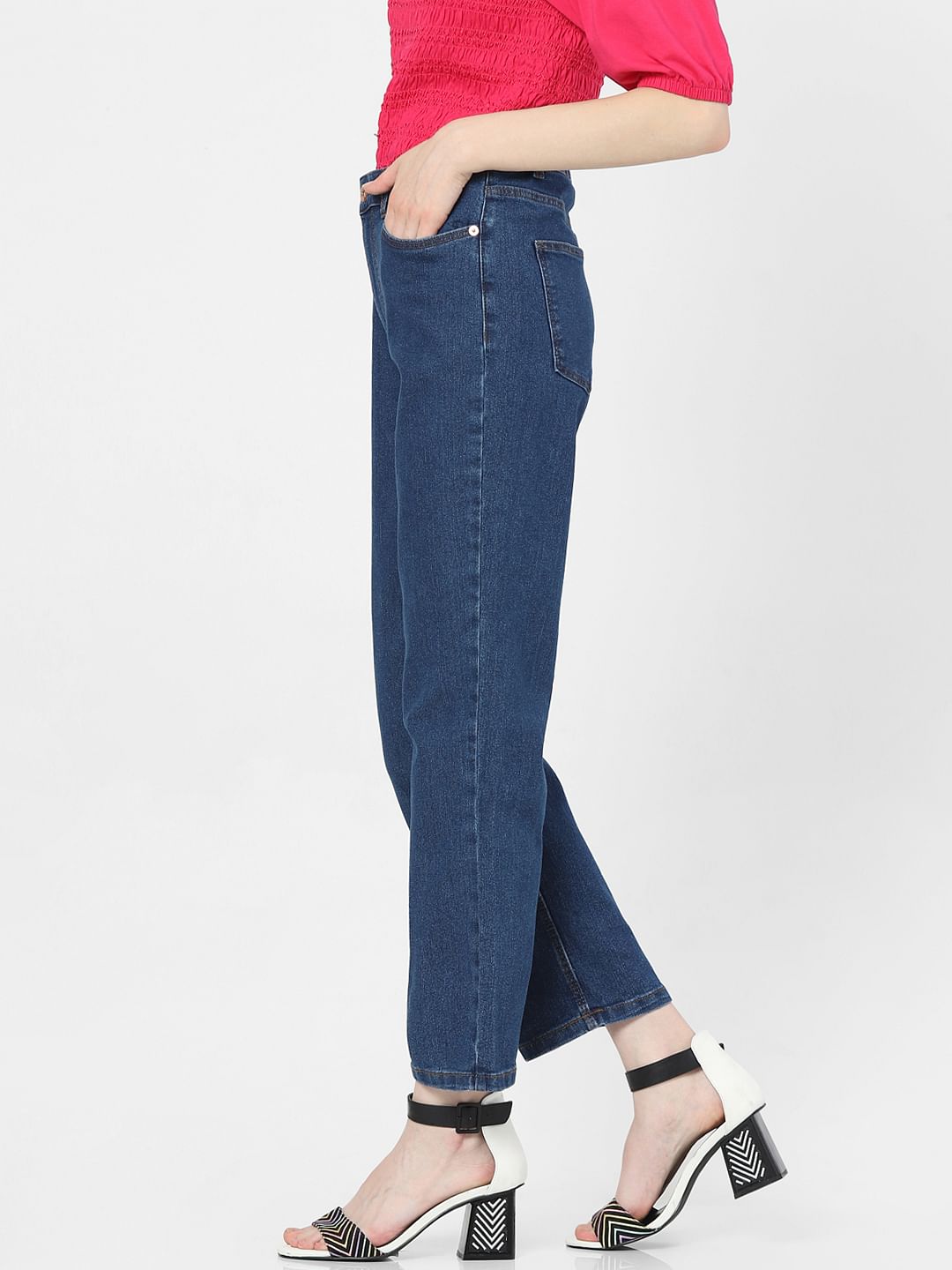 Blue Mid Rise Flared Jeans