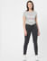 Grey Mid Rise Pushup Skinny Jeans