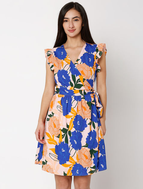 Multi-Colour Floral Fit & Flare Dress