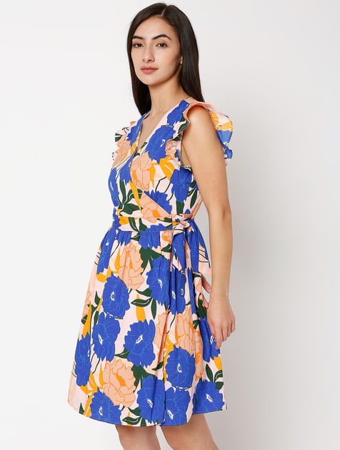 Multi-Colour Floral Fit & Flare Dress