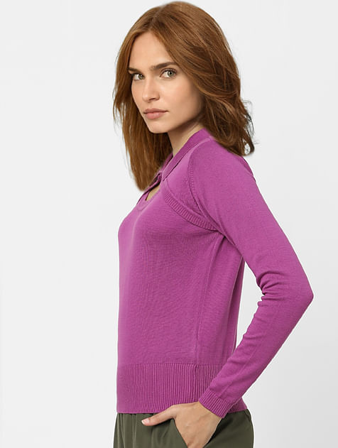 Purple Peephole Detail Sweater