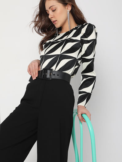 Monochrome Abstract Print Top