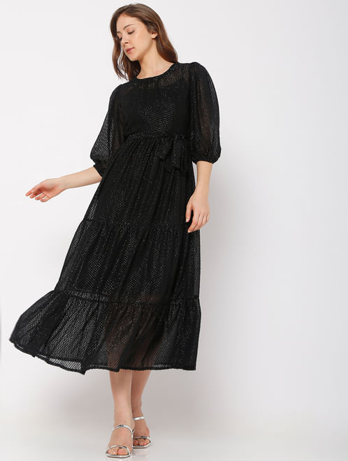 Black Shimmer Midi Dress
