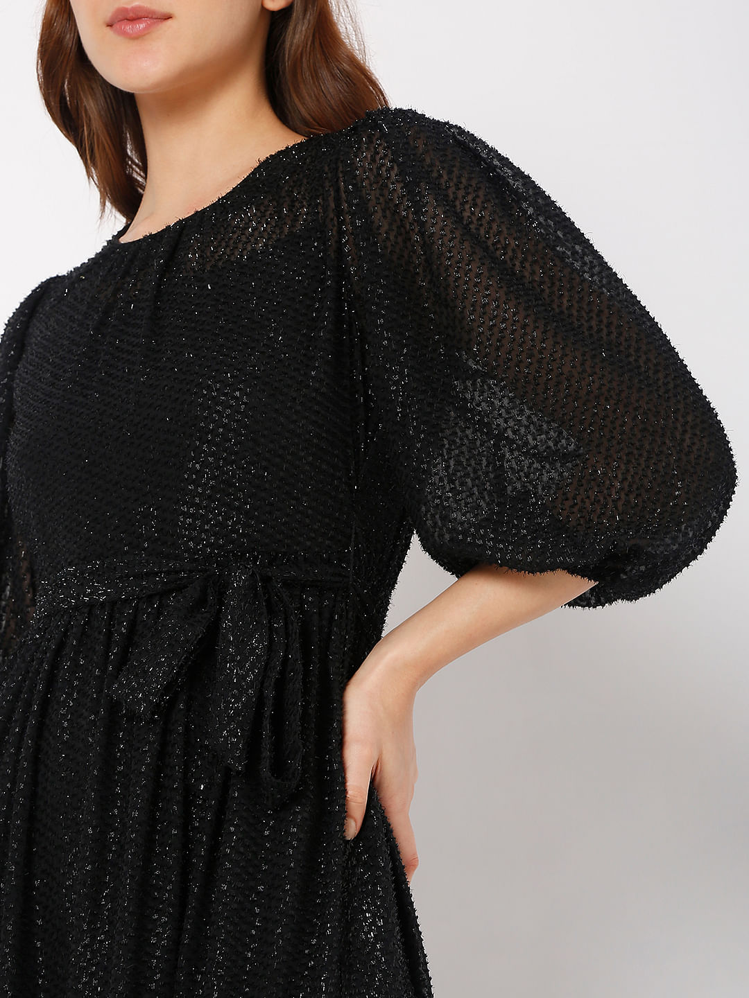 Black shimmer clearance midi dress