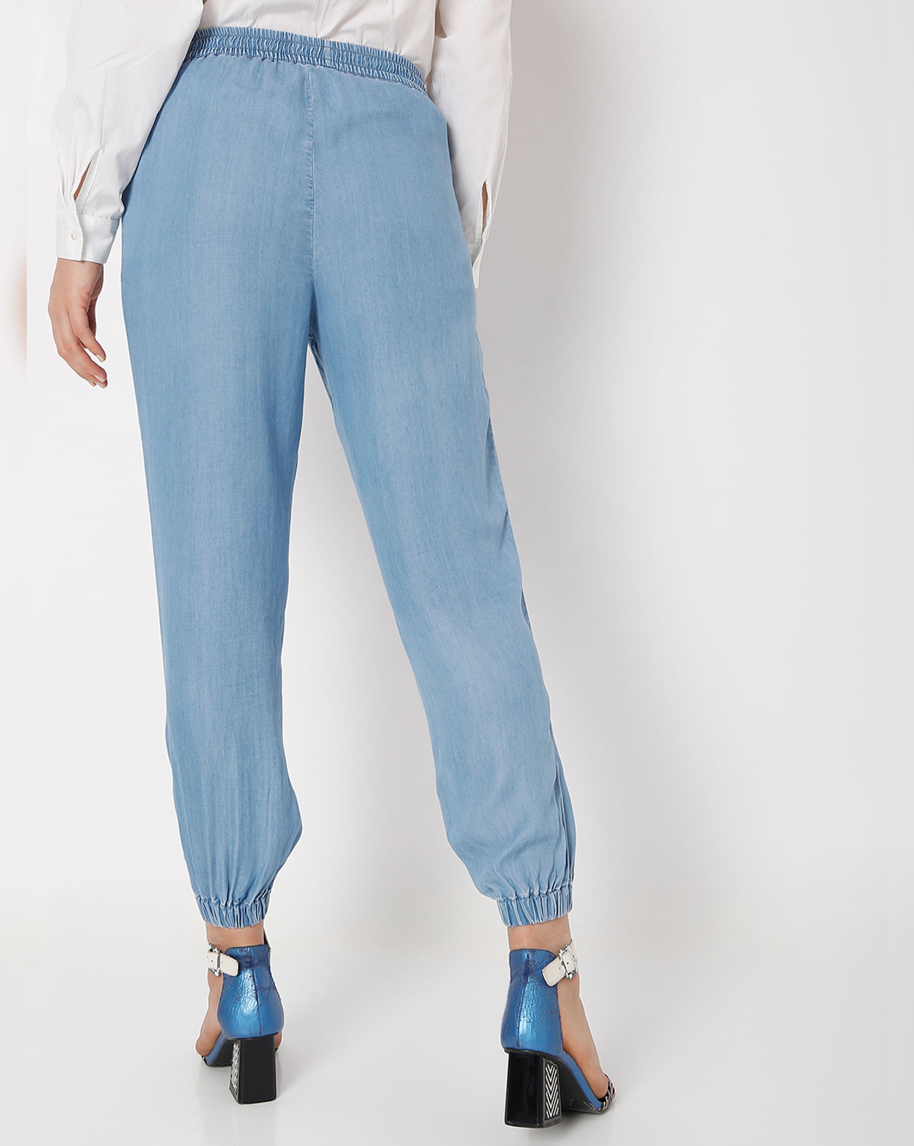 Buy Women Blue Utility Denim Jogger Jeans Online At Best Price