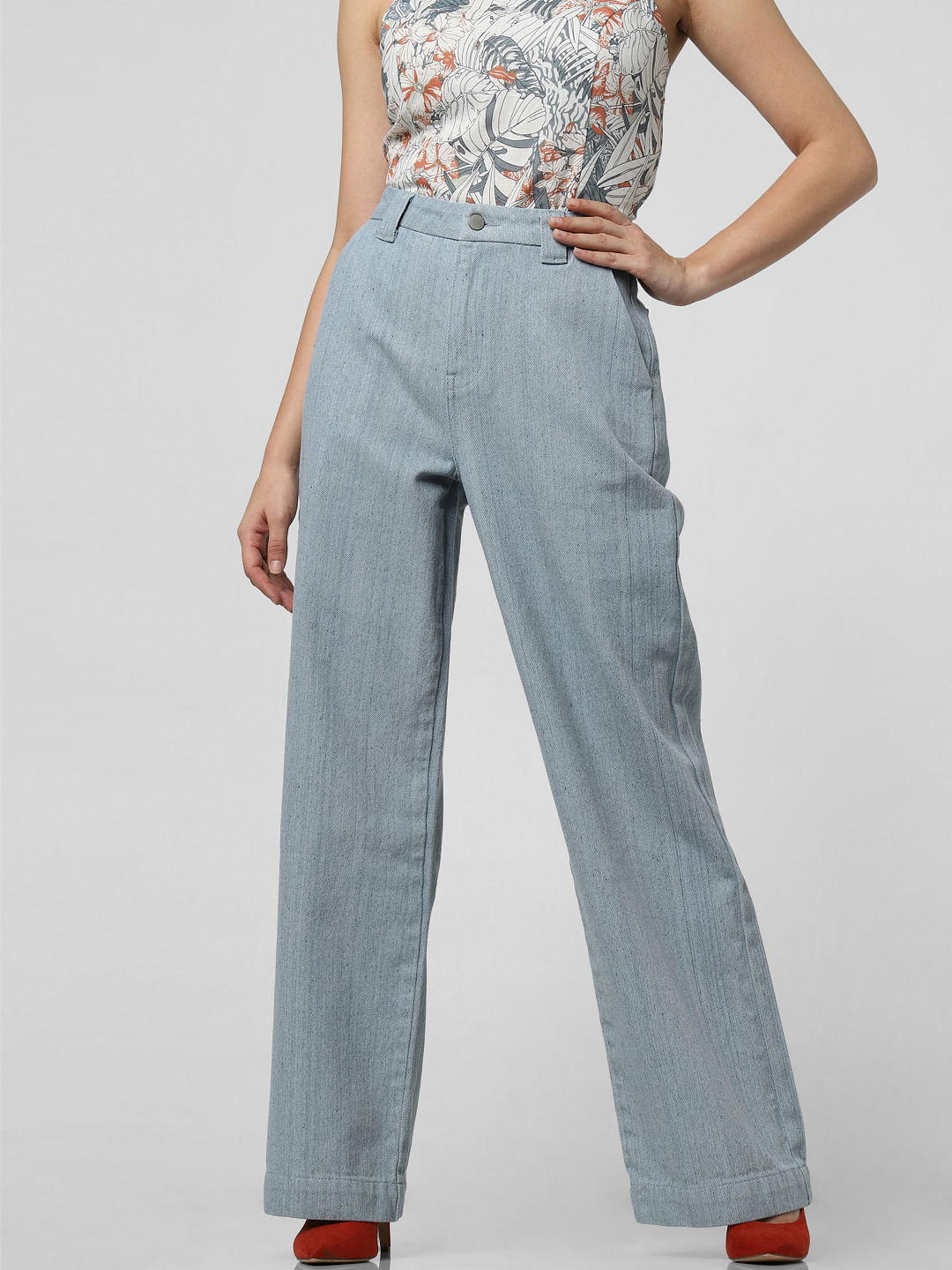 light blue wide leg jeans