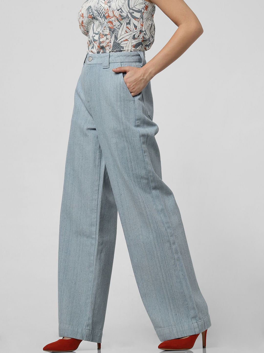 light blue wide leg jeans