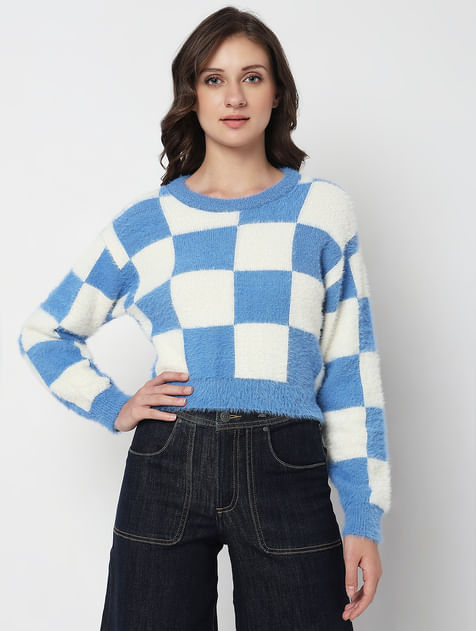 Blue & White Check Pullover