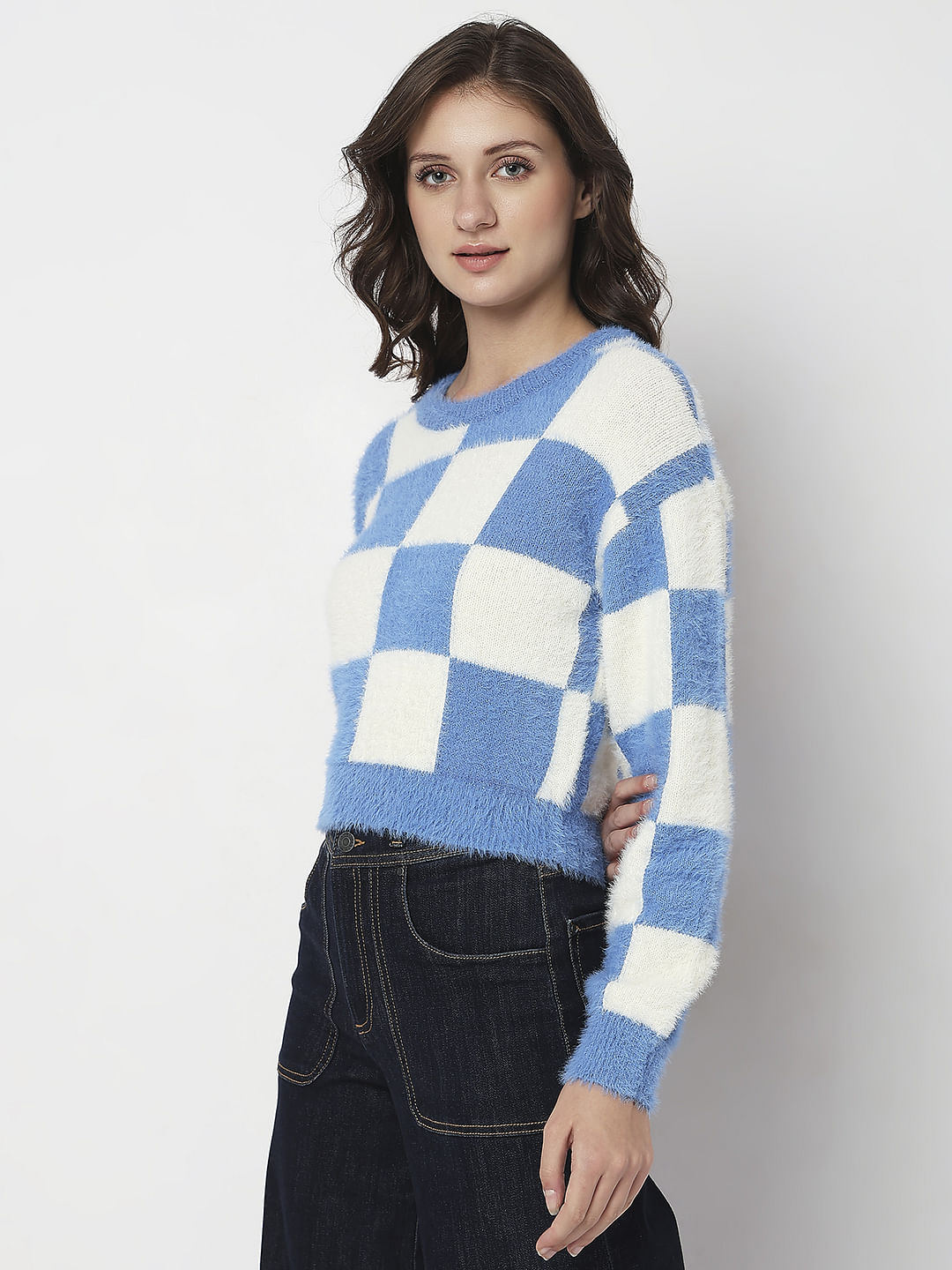 Blue and white on sale sweater