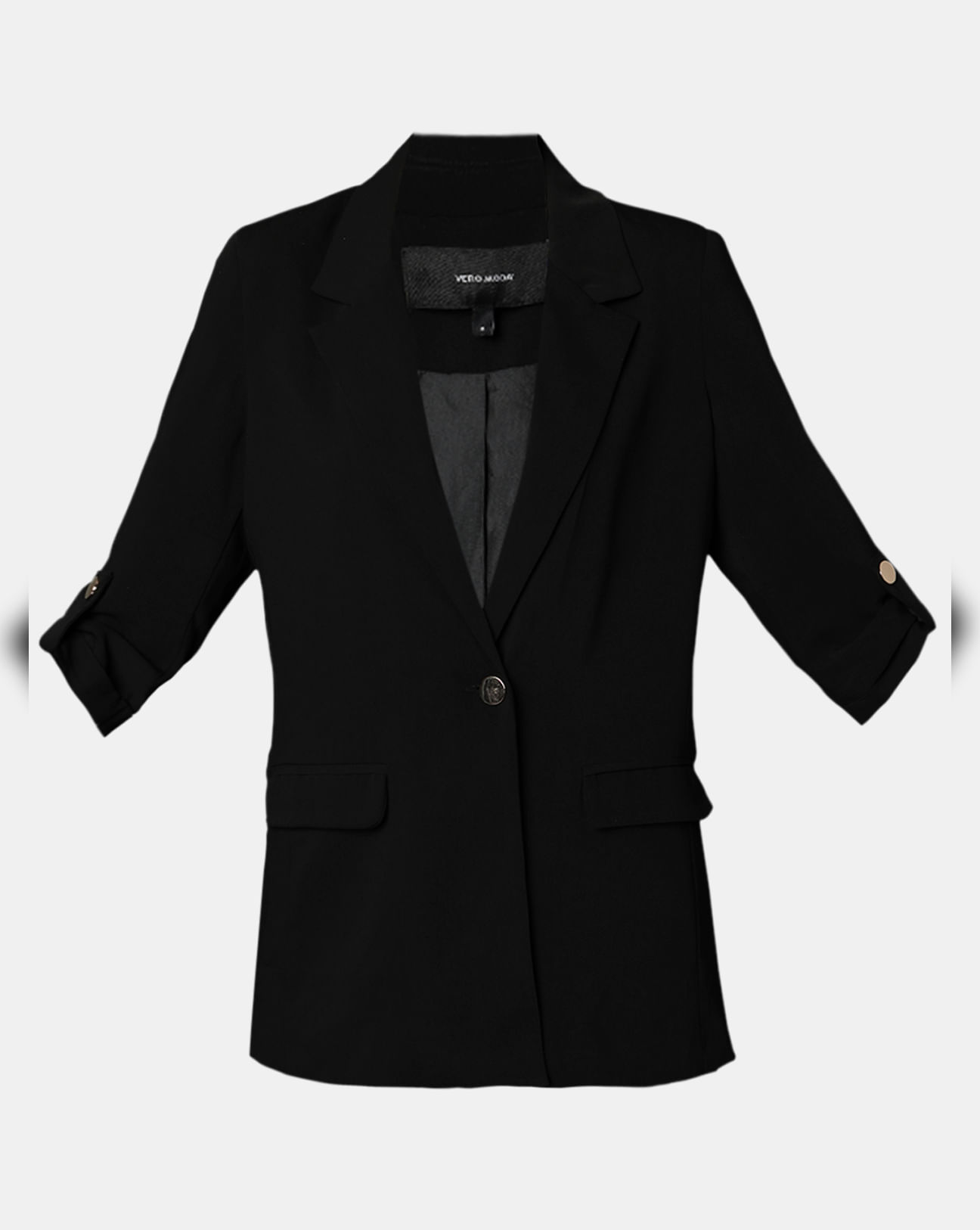Basic Woven Long Sleeve Relaxed Fit Blazer
