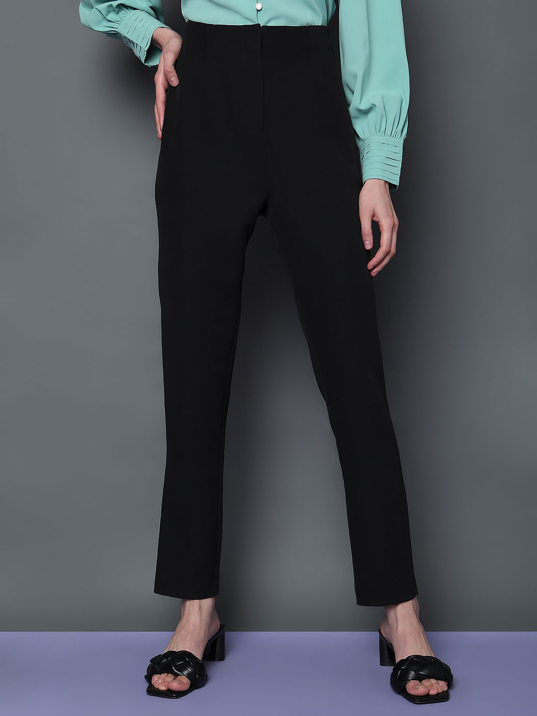 Shop Pants and Pajamas Women Pastel Green Cotton Silk Embroidered Ankle  Length Slim Fit Pants for Women Online 39575803