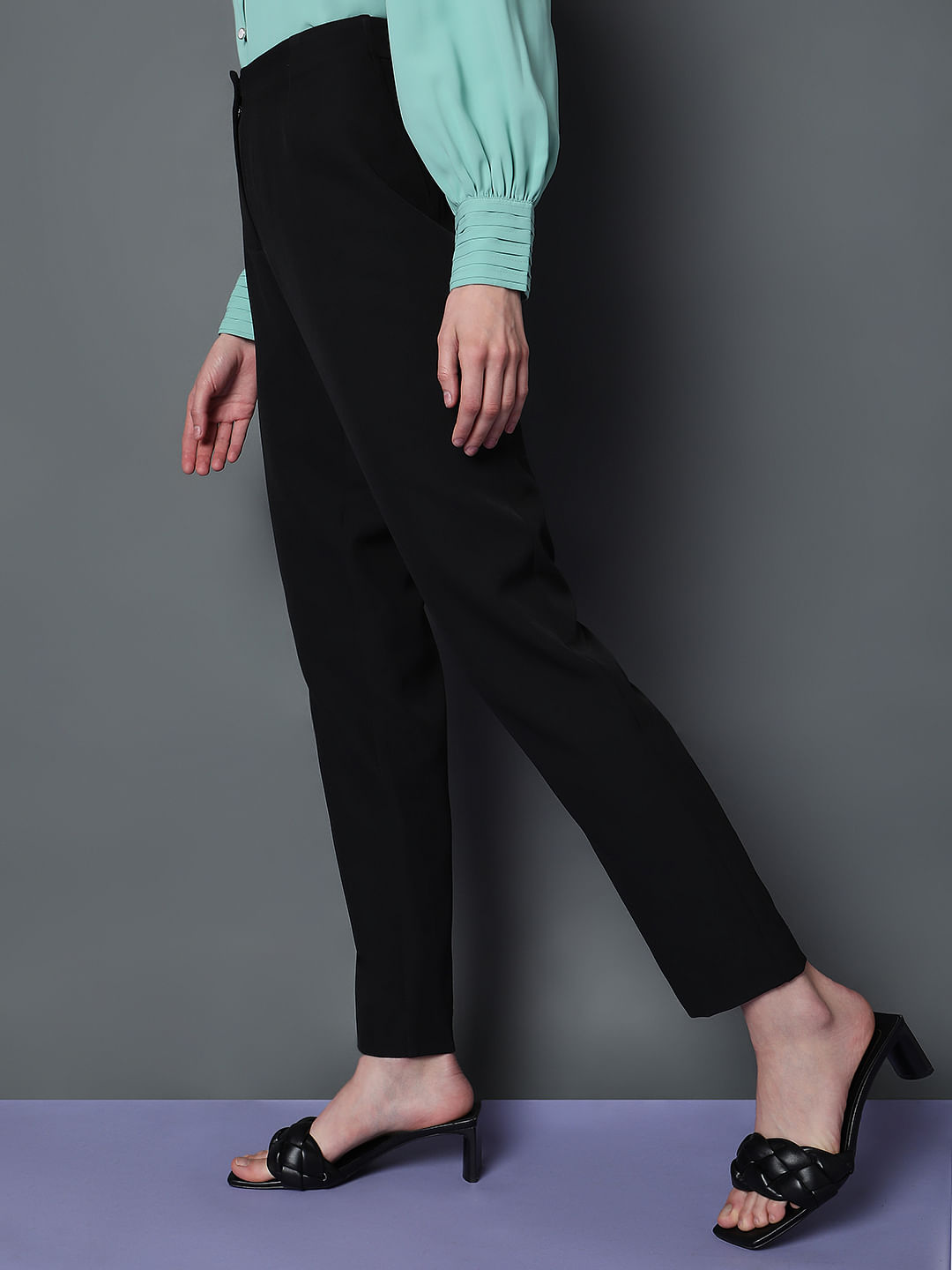 Black Belted Slim Leg Trousers | Womens Trousers | Select UK