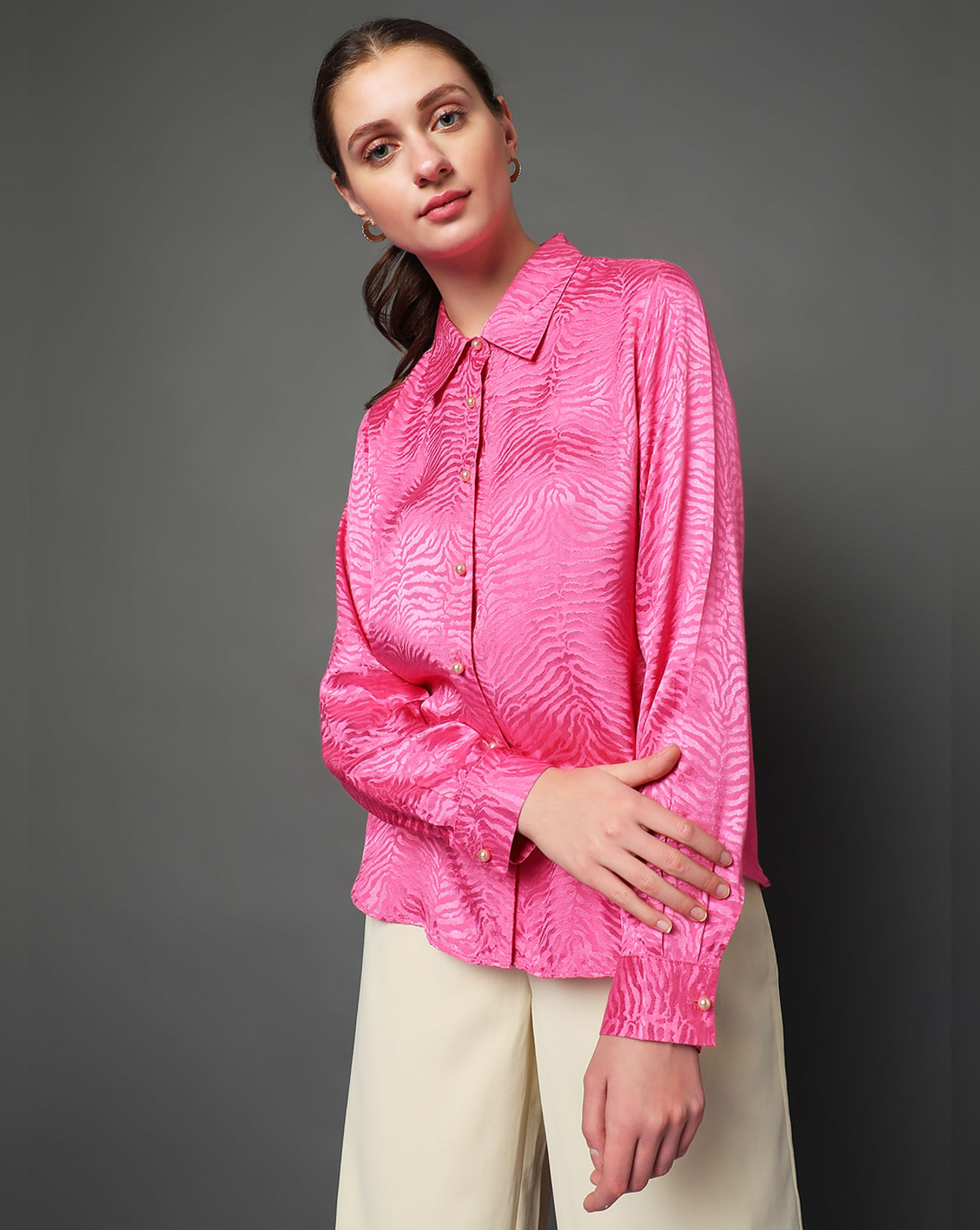 Buy Pink Animal Print Shirt For Women Online in India | VeroModa