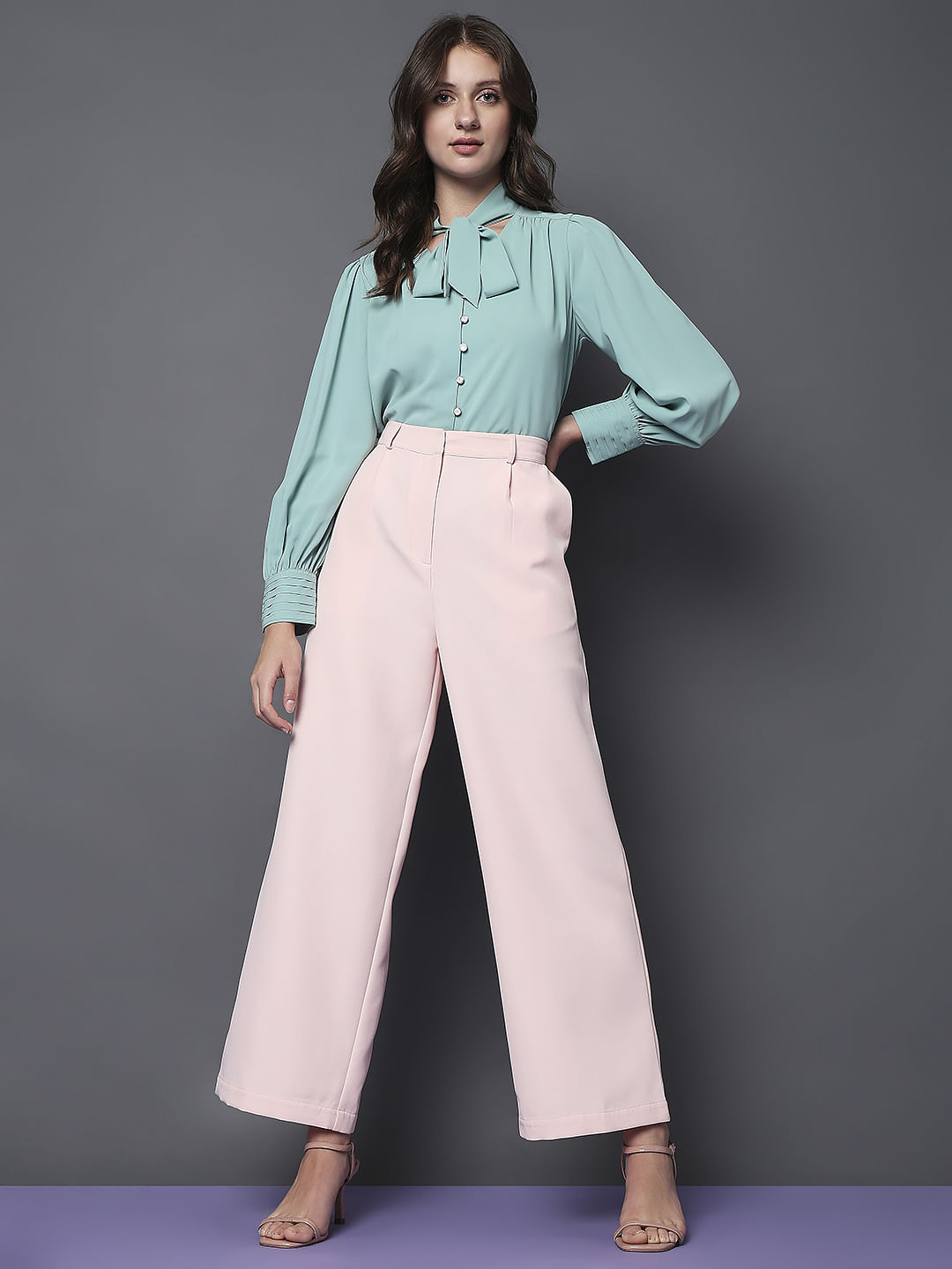 Buy online High Rise Solid Flat Front Trousers Trouser from bottom wear for  Women by Ennoble for 1259 at 58 off  2023 Limeroadcom