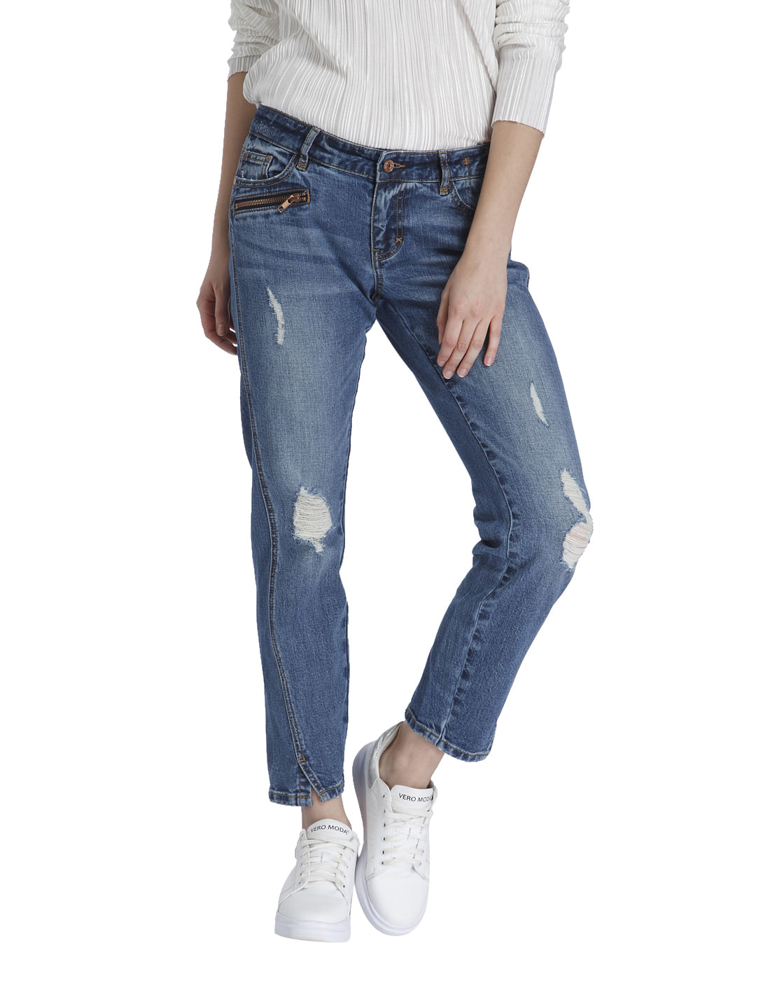 dark blue cropped jeans