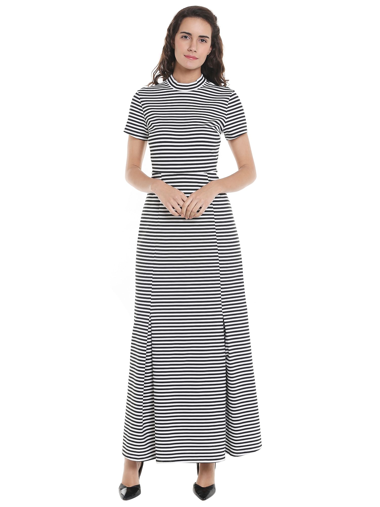 vero moda black and white striped dress