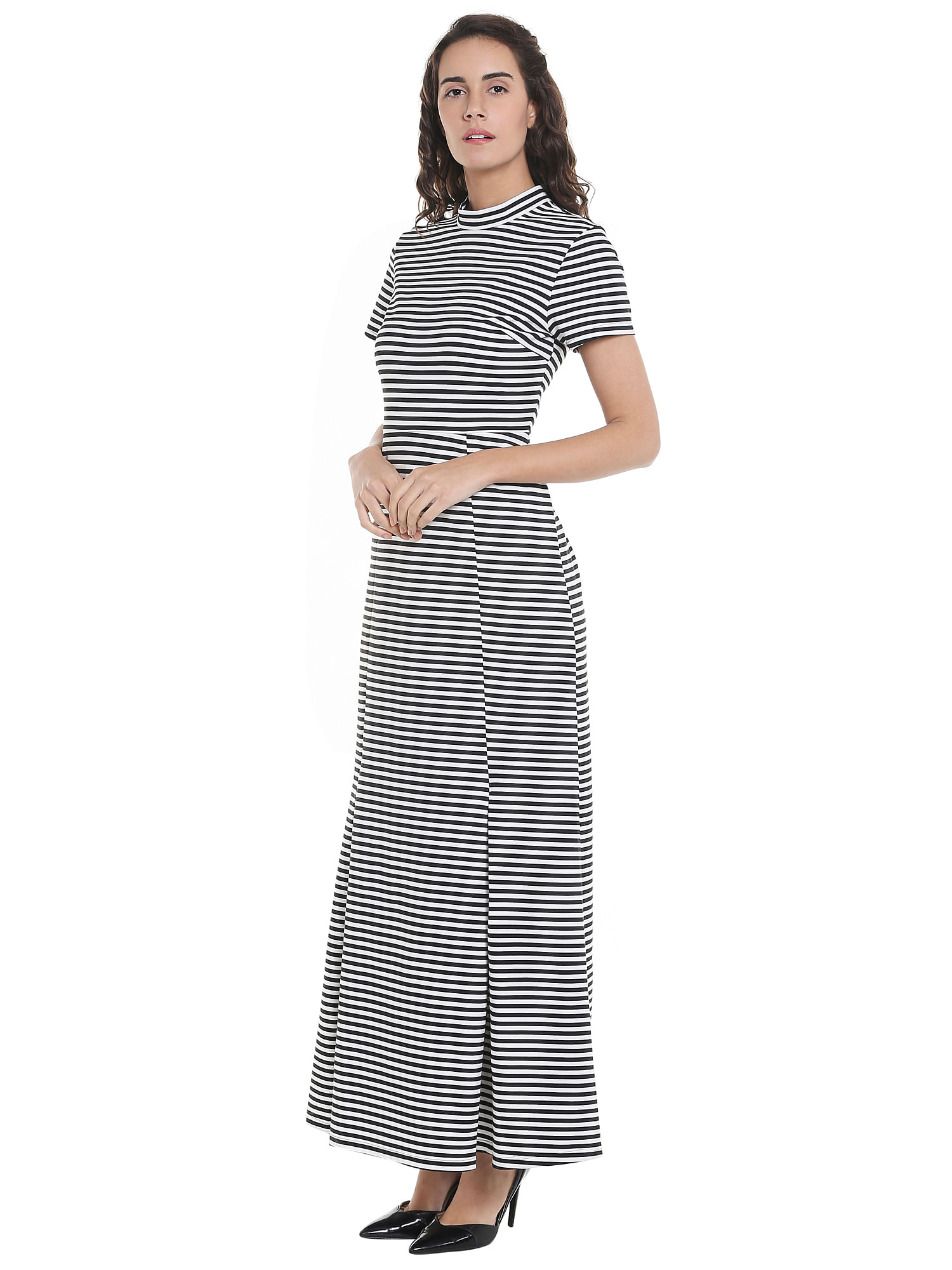 vero moda black and white striped dress