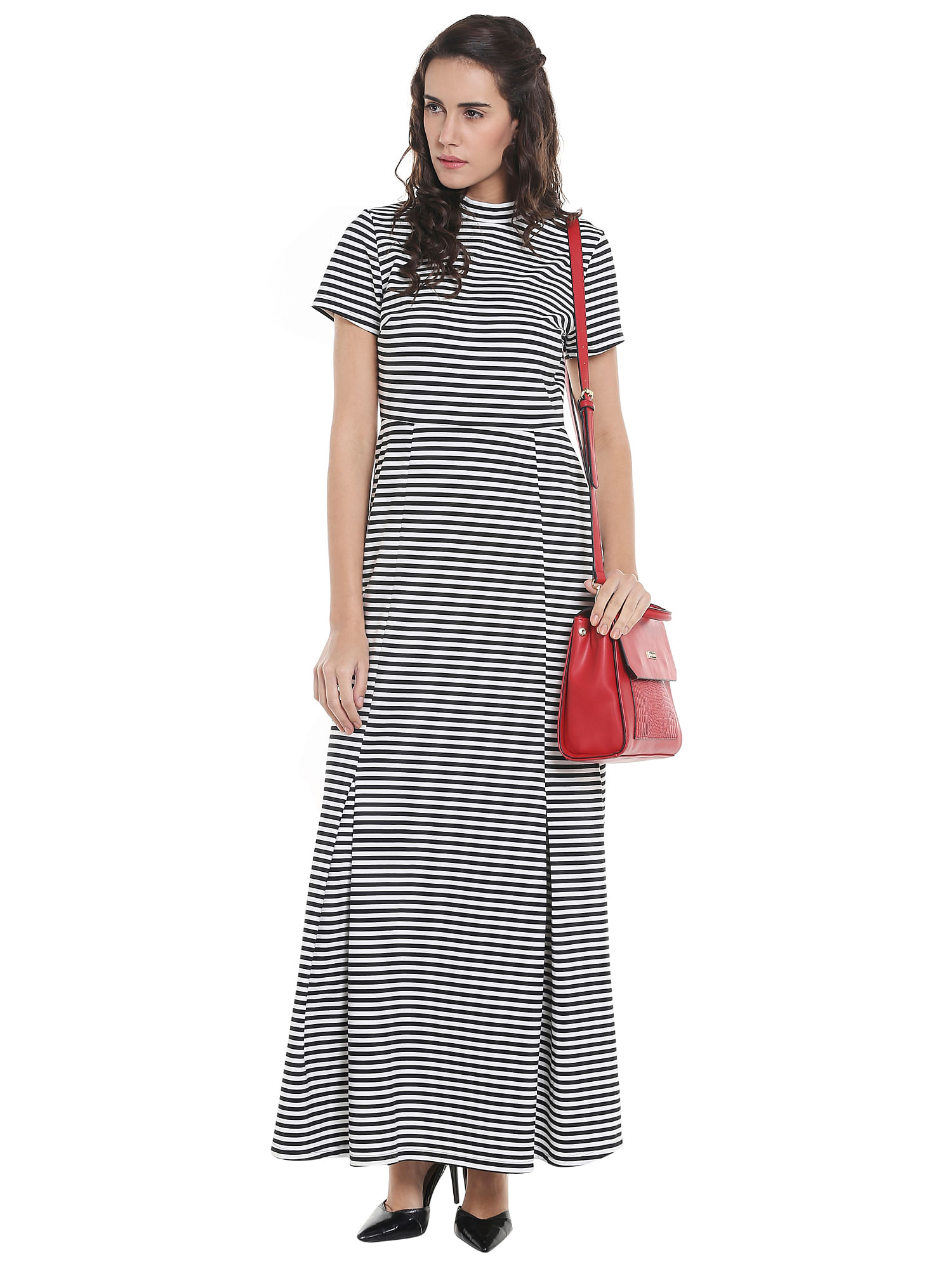 vero moda black and white striped dress