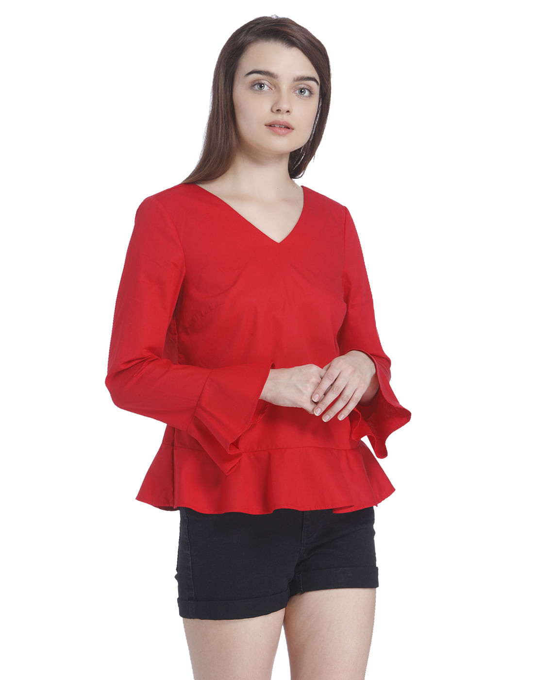 red peplum top