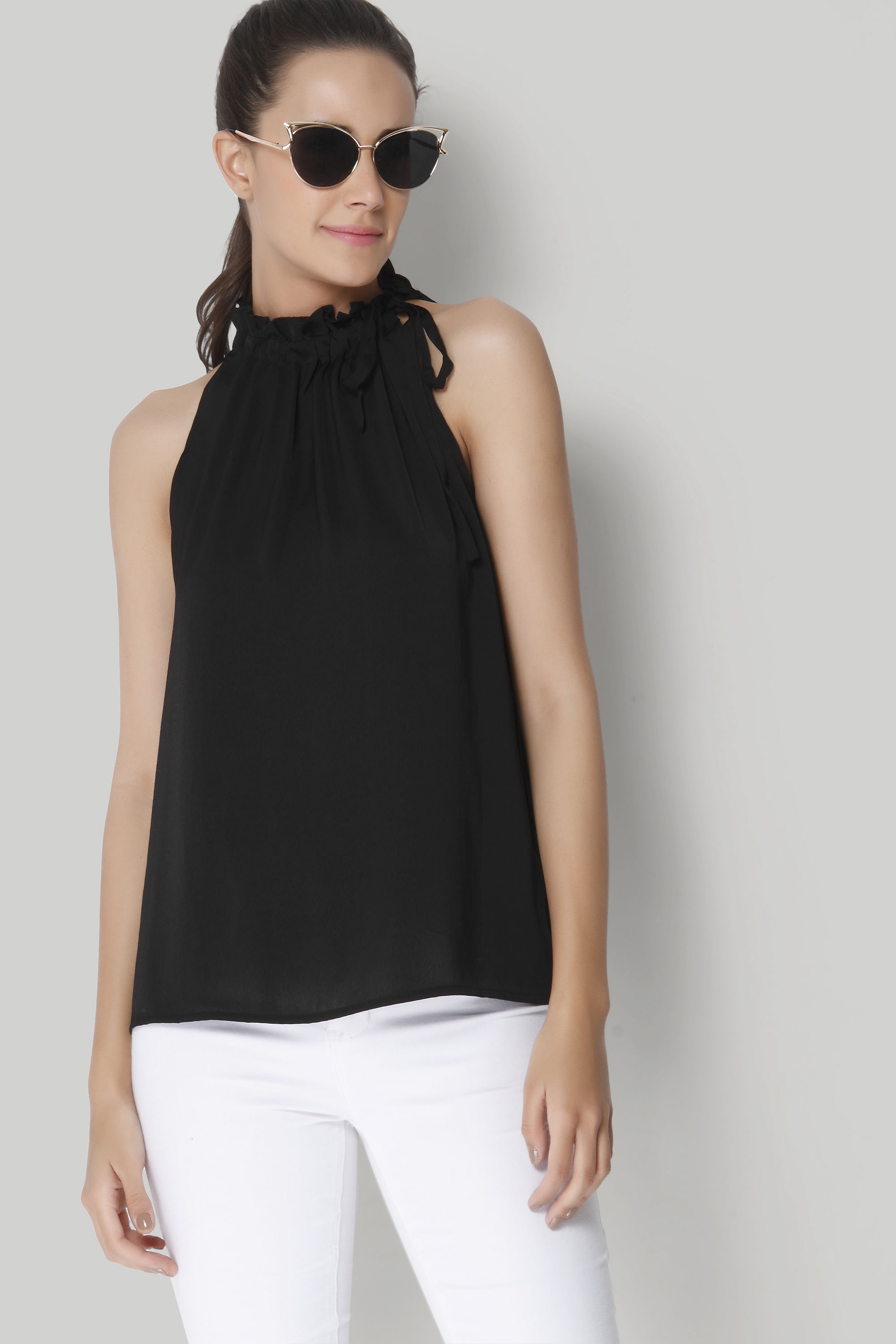 black halter top shirt