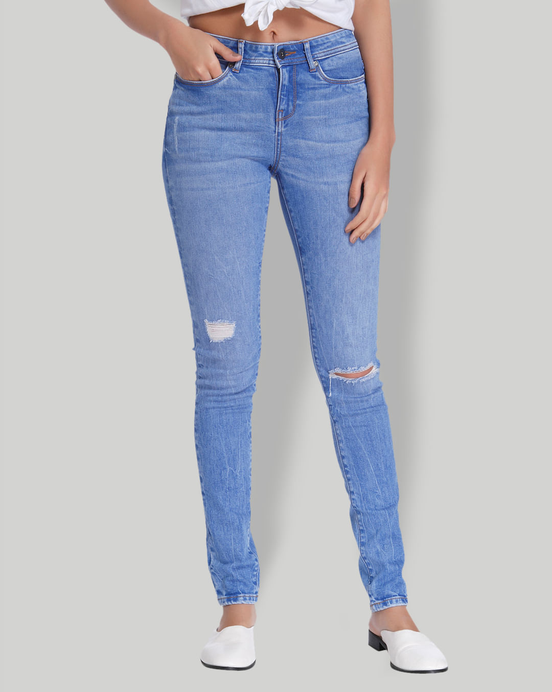 Buy Women Light Blue Ripped Mid Rise Slim Fit Jeans Online Veromoda Buy Women Light Blue Ripped Mid Rise Slim Fit Jeans Online Veromoda