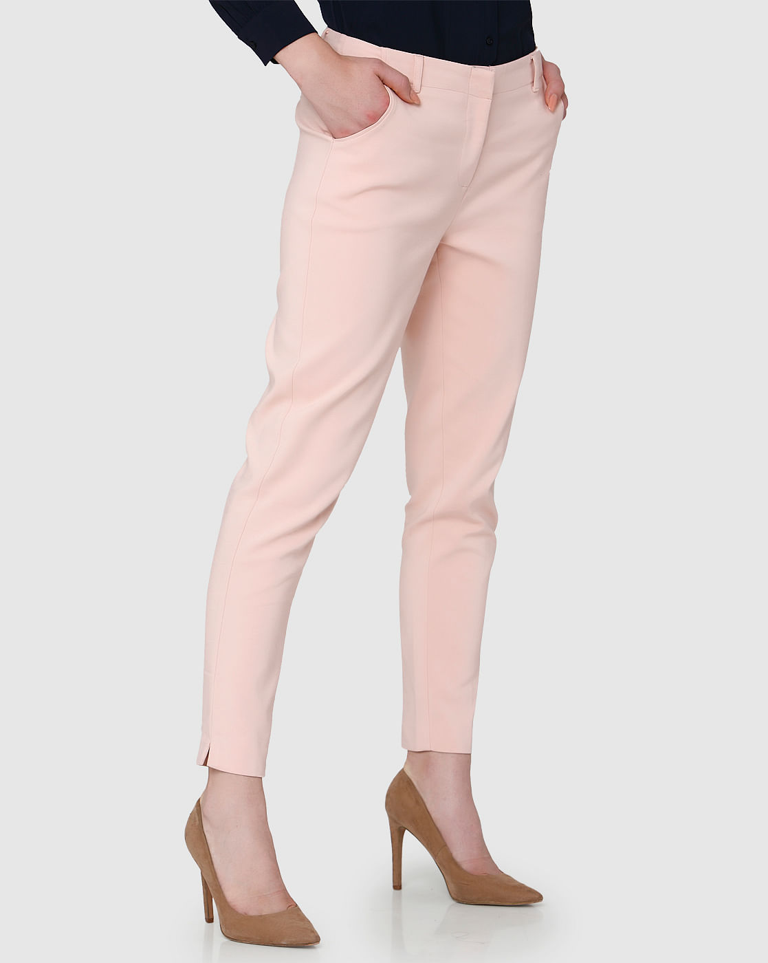Buy AND Solid Rayon Straight Fit Women's Formal Pants | Shoppers Stop