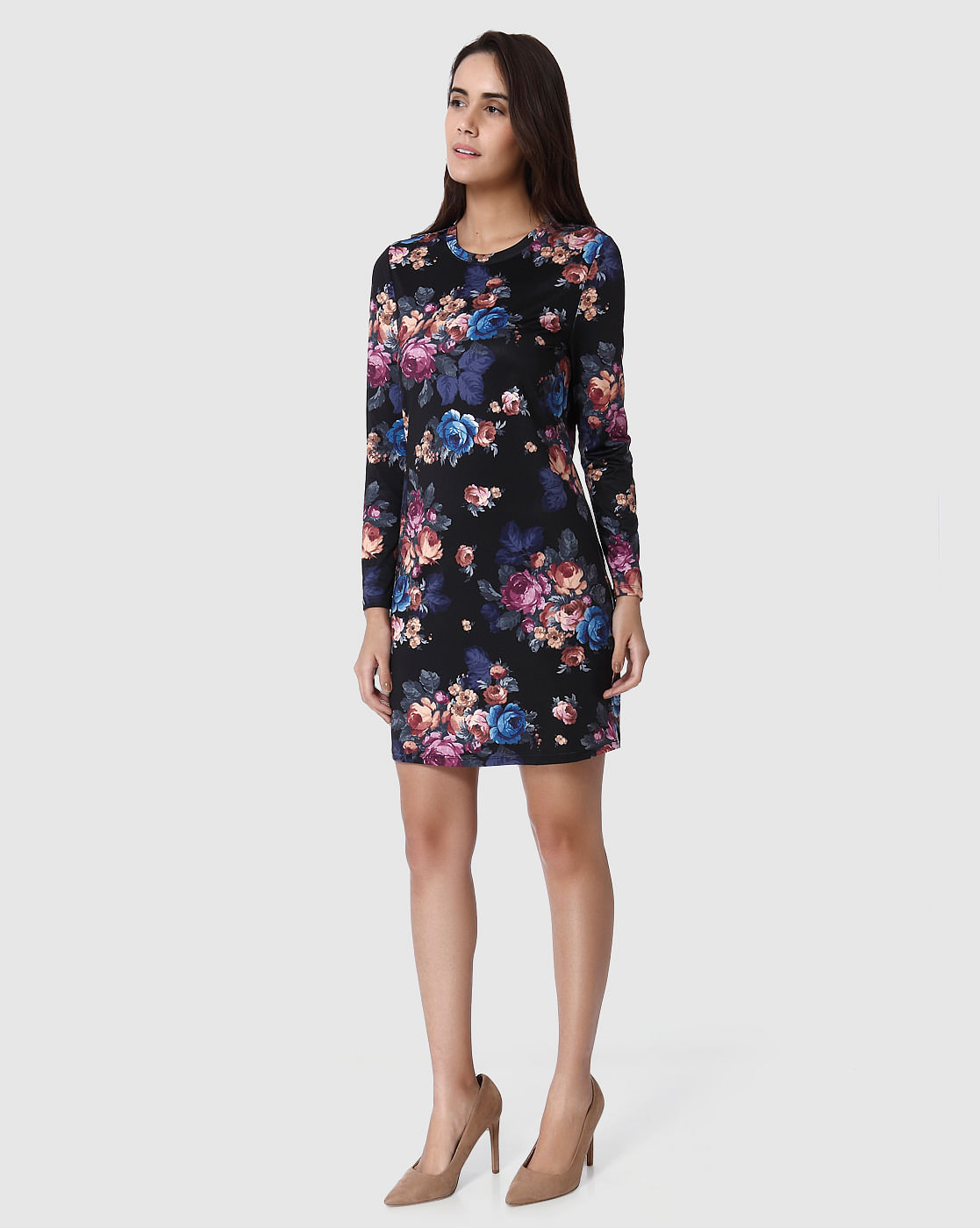 vero moda black floral dress