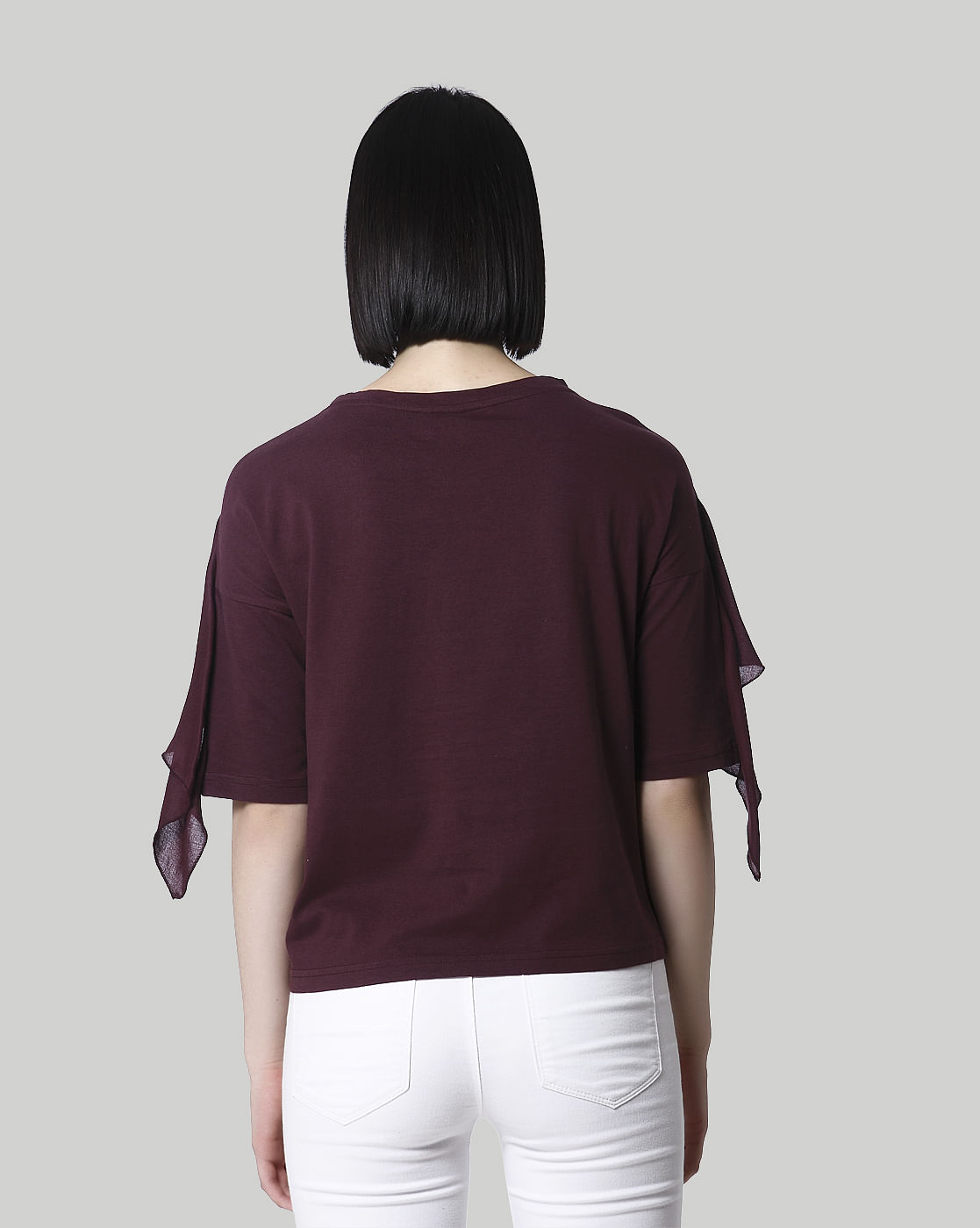burgundy ruffle top