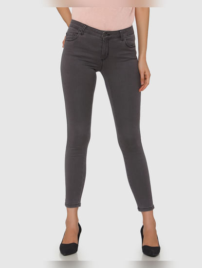 Grey Mid Rise Skinny Fit Jeans