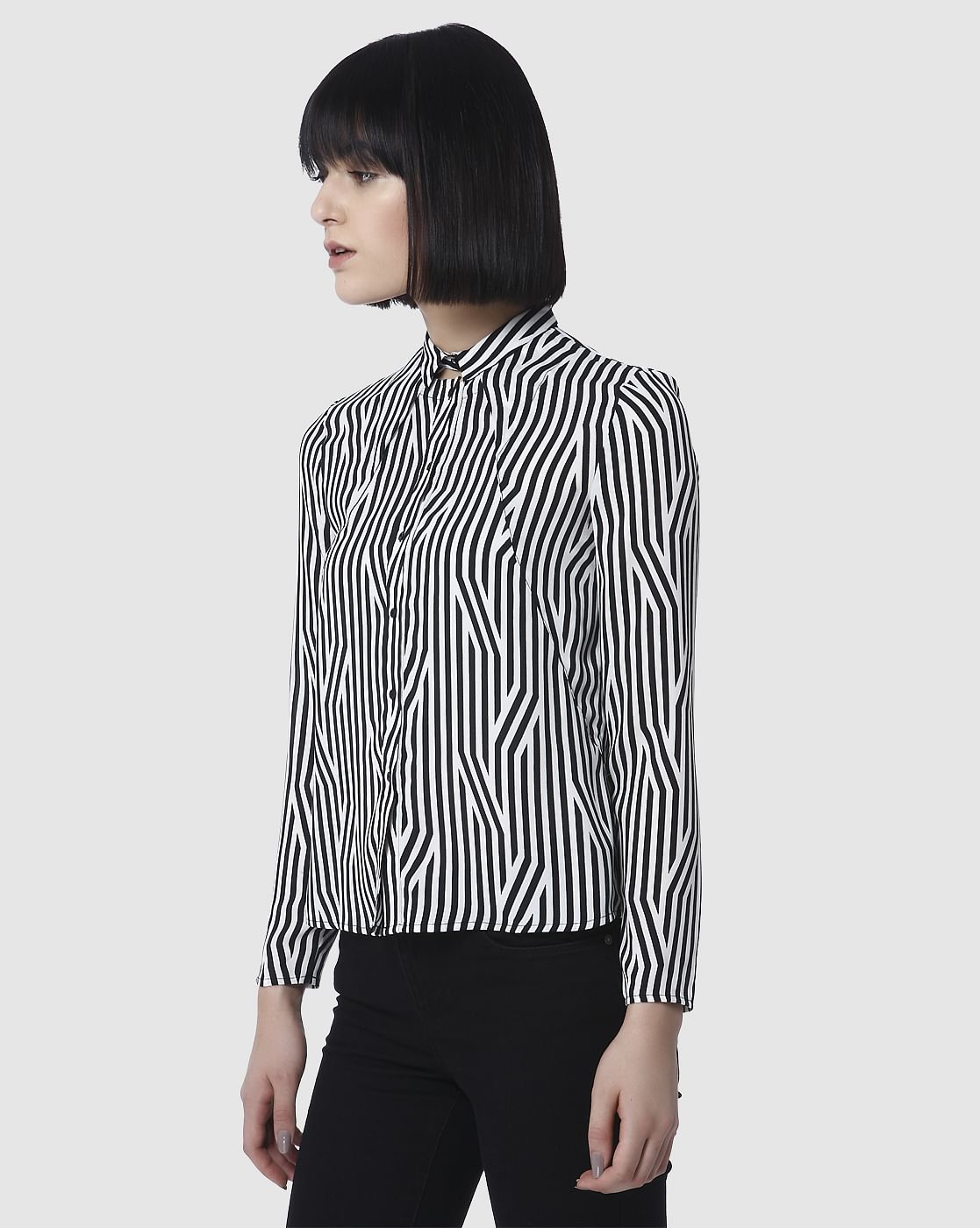 vero moda black and white striped dress