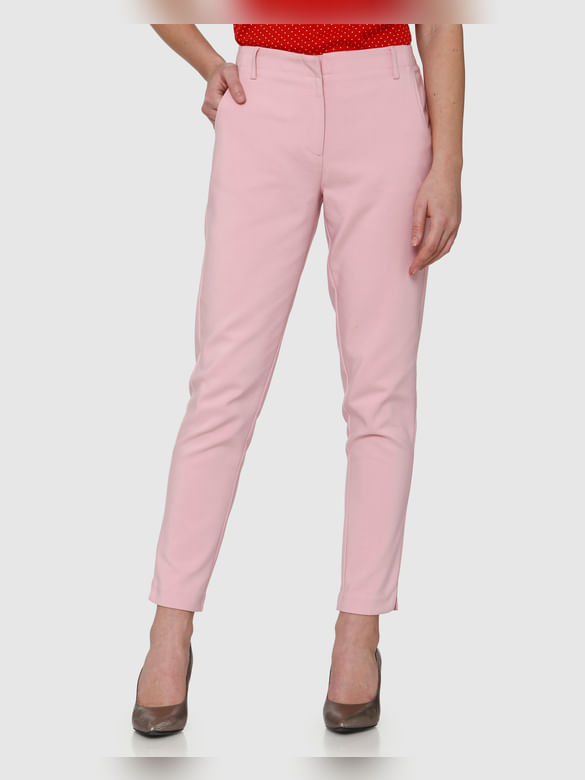 Pink Mid Rise Pants