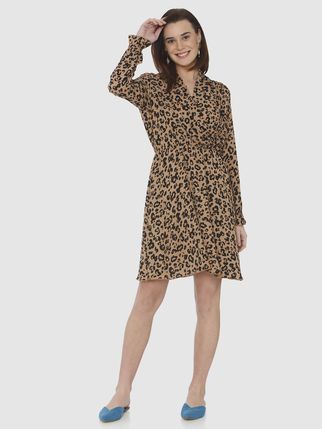 tan leopard print dress