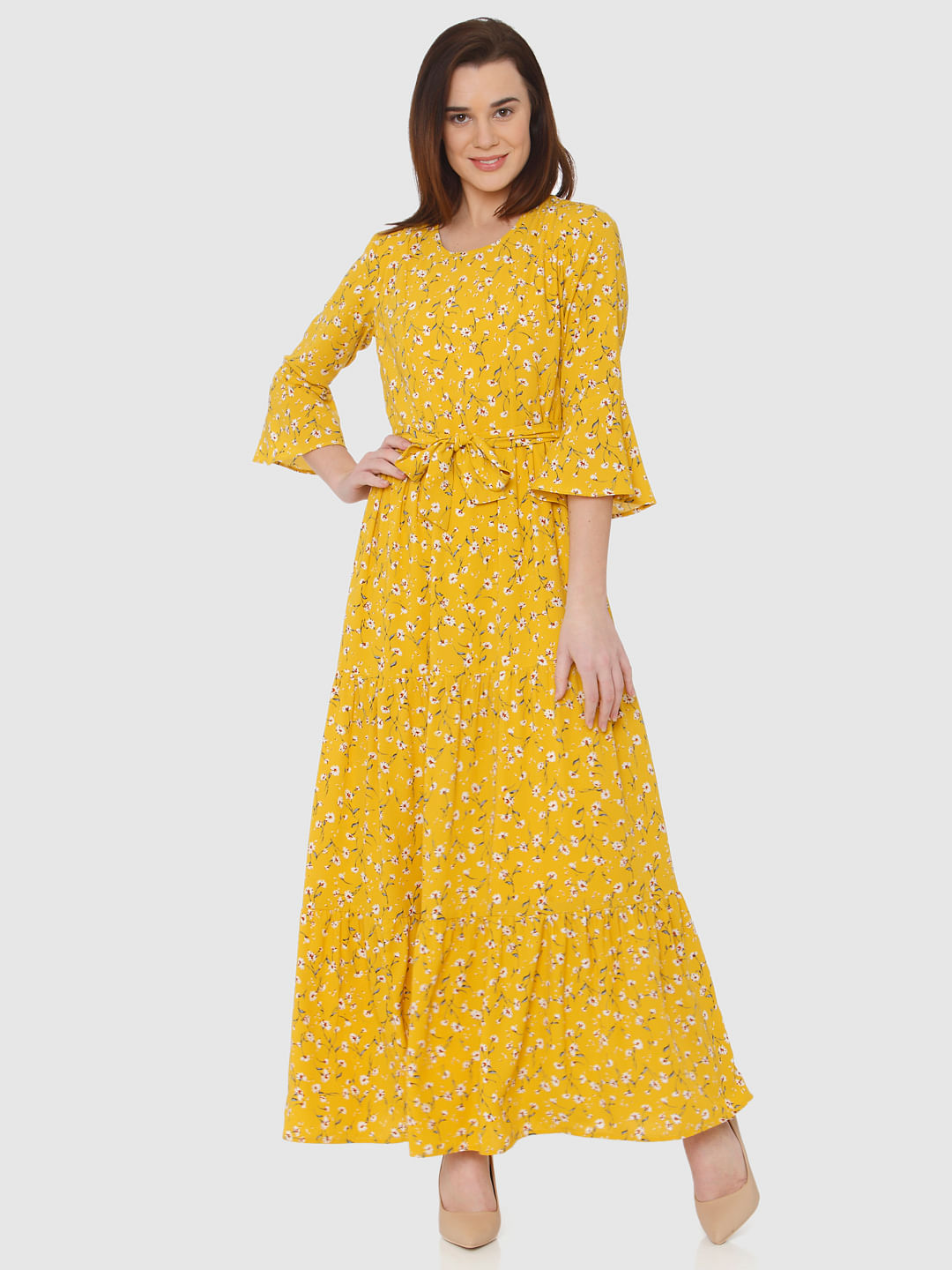 ladies yellow maxi dress