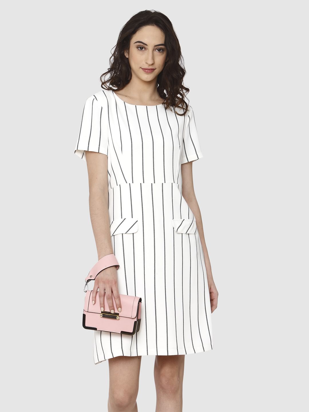 vero moda black and white striped dress