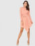 Peach Polka Dot Print Asymmetric Fit & Flare Dress