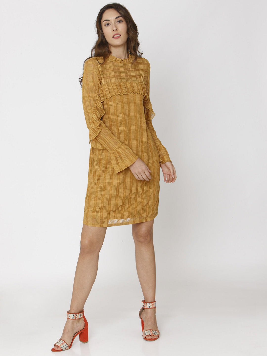 mustard shift dress