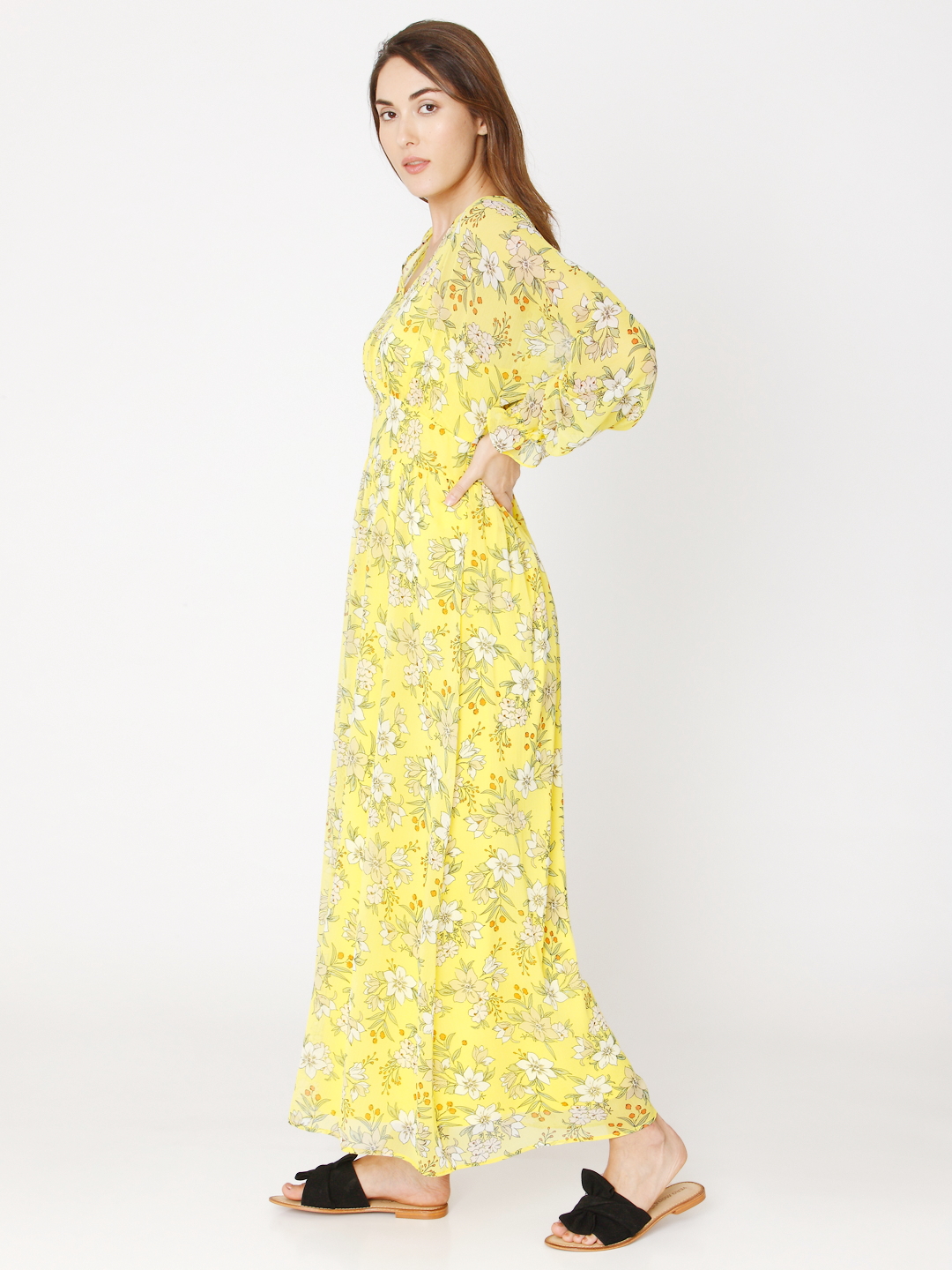 vero moda yellow maxi dress