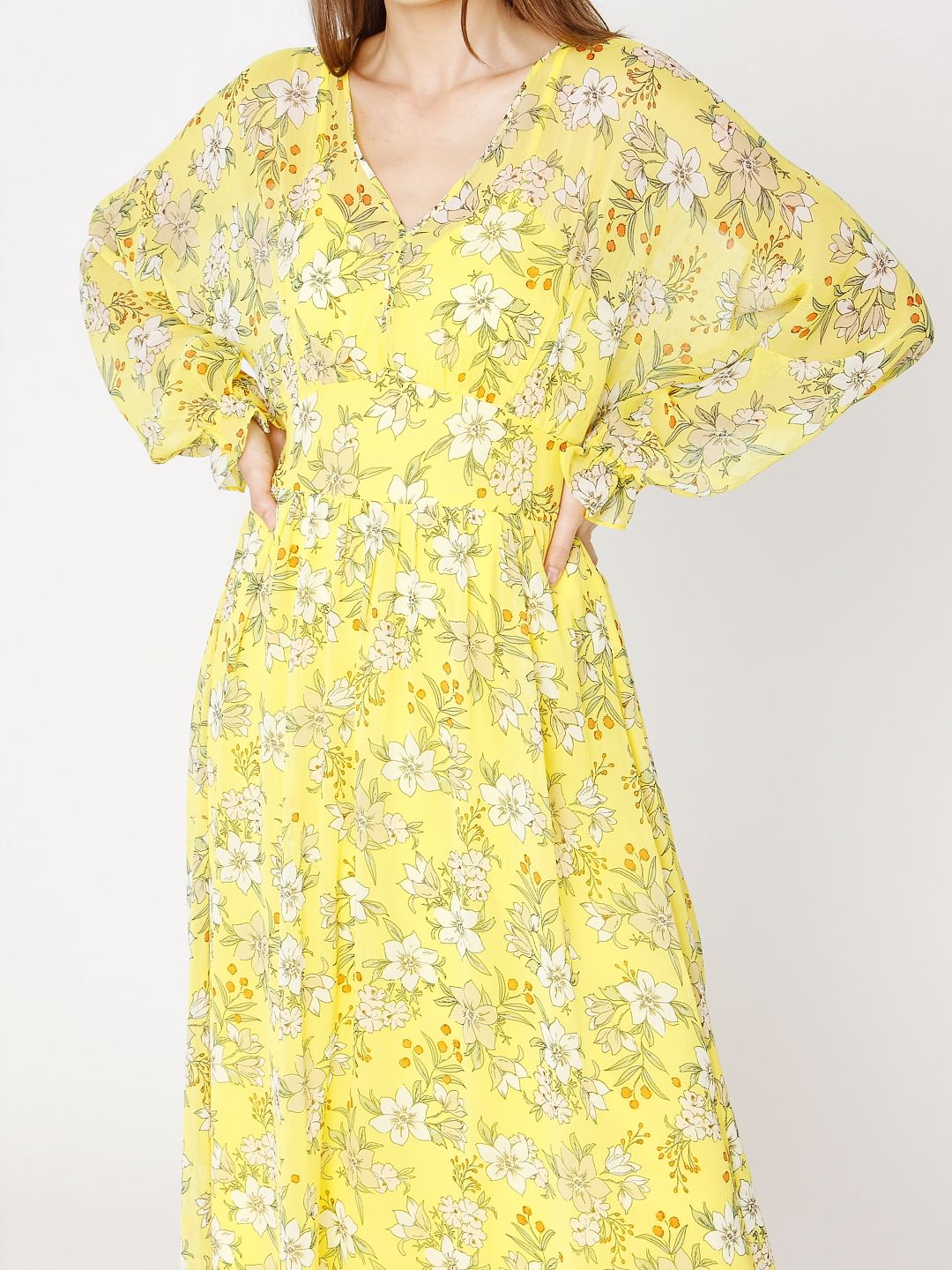 vero moda yellow maxi dress