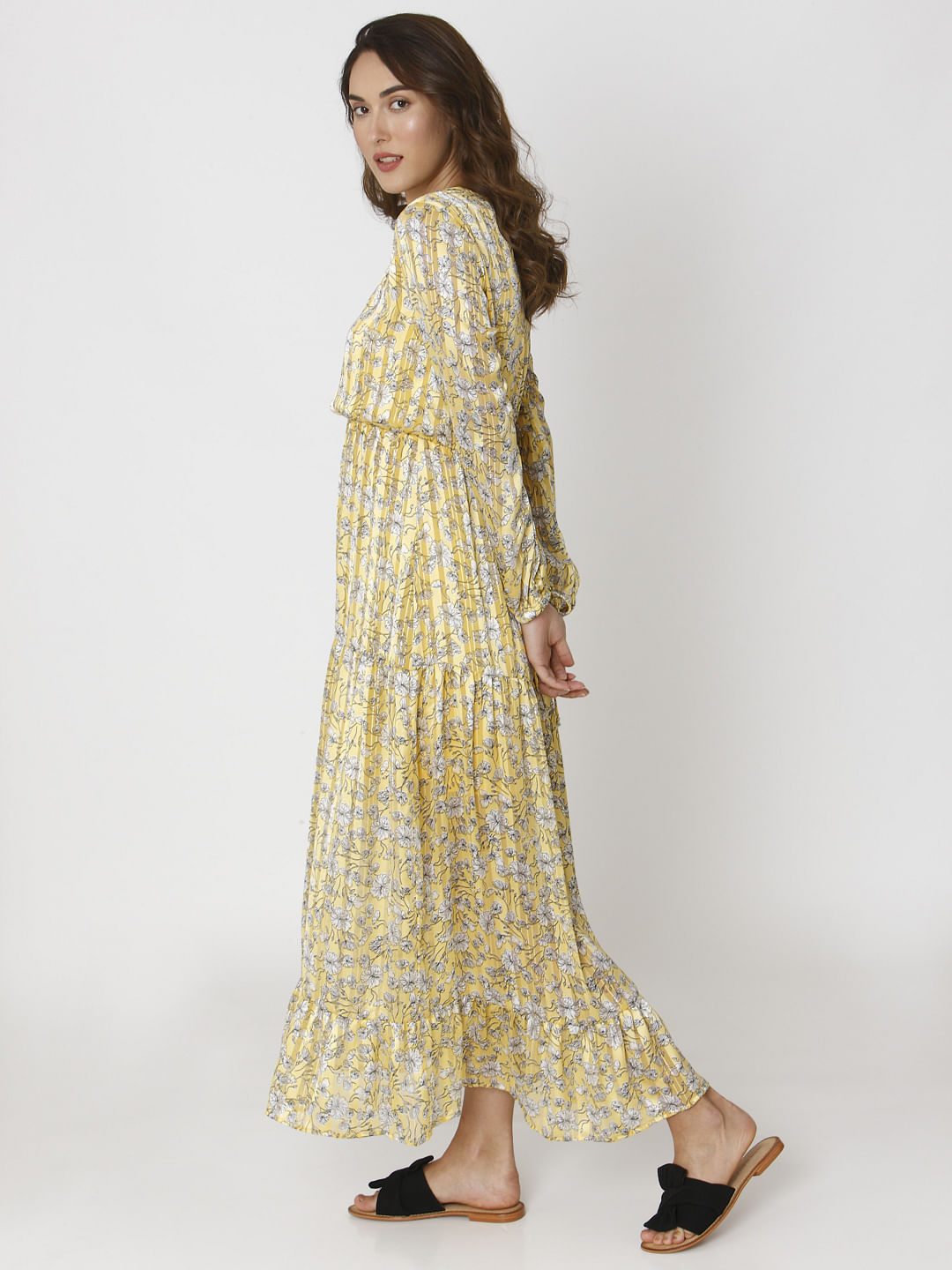 yellow flower print dress