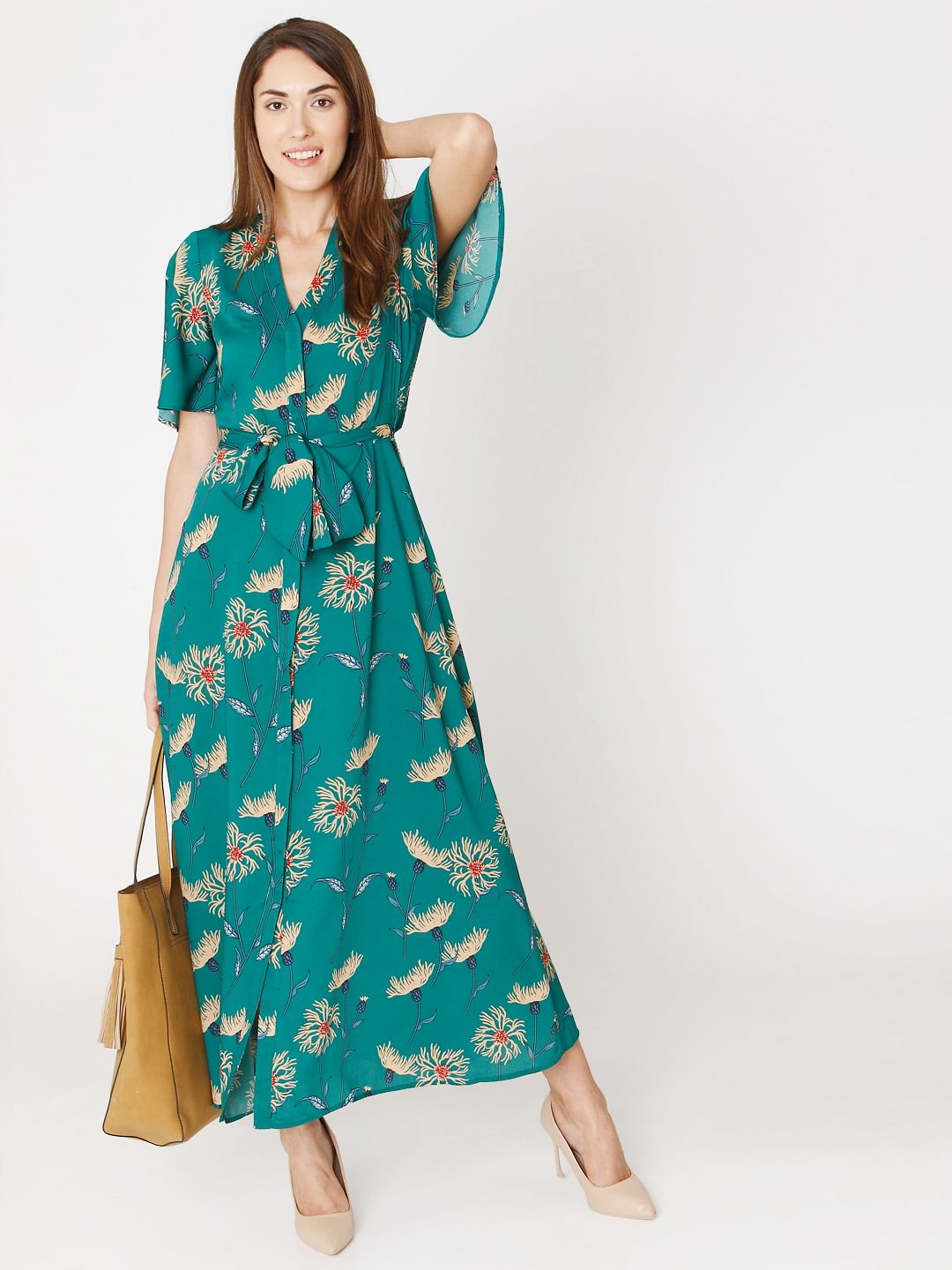 vero moda green maxi dress