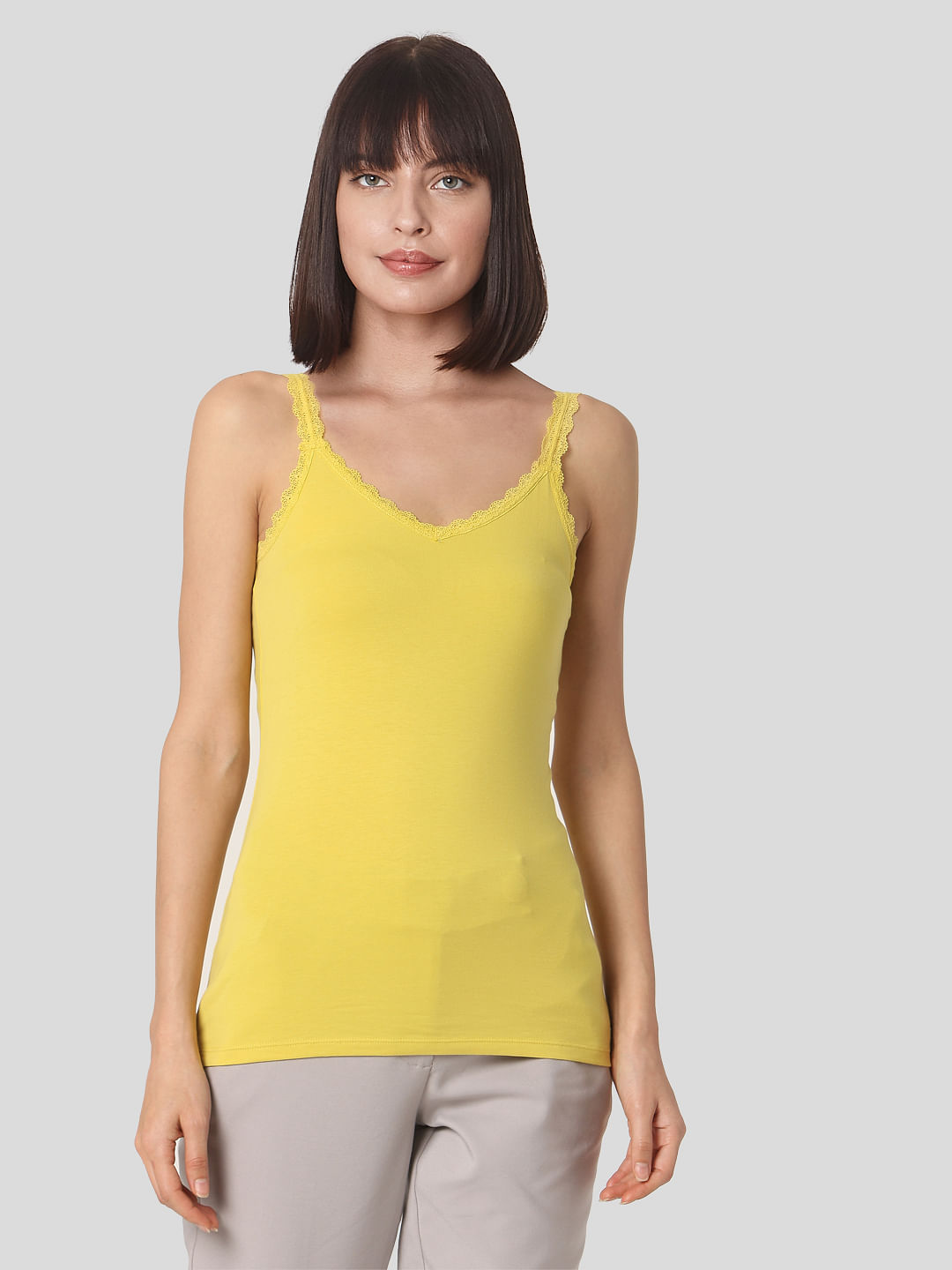 Yellow sleeveless sales top