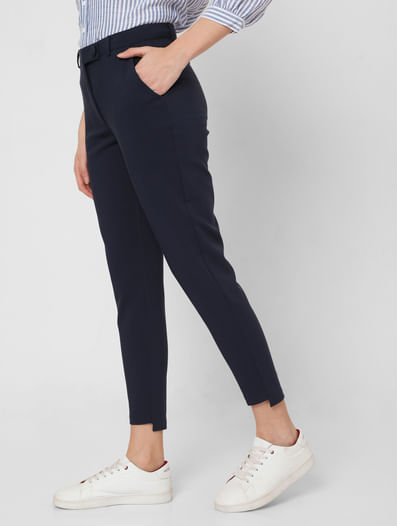 Blue Mid Rise Slim Fit Trousers