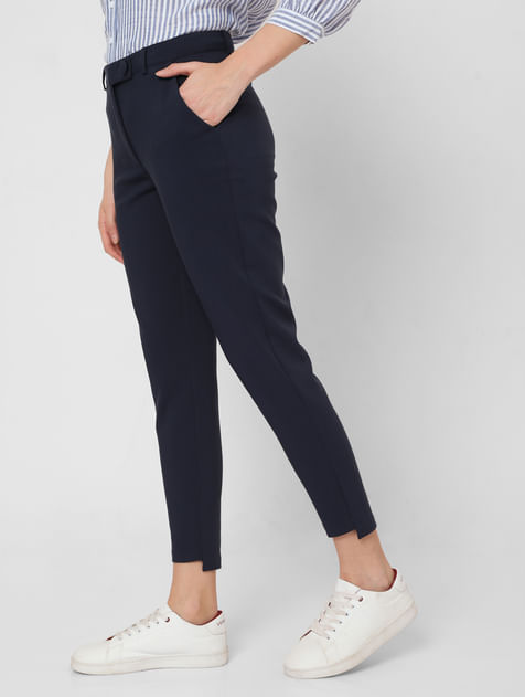 Blue Mid Rise Co-ord Set Trousers