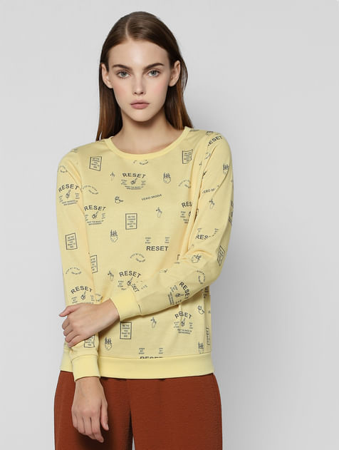 Yellow Reset Graphic Print Sweatshirt