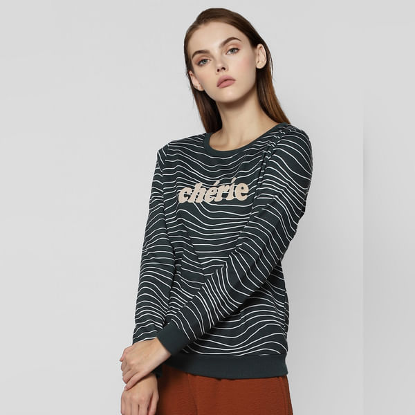 VERO MODA Green Text Print Sweatshirt