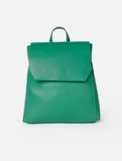 Green Faux Leather Backpack